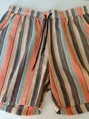 MANFINITY Men's Multicolor Striped Casual Shorts Size Large
